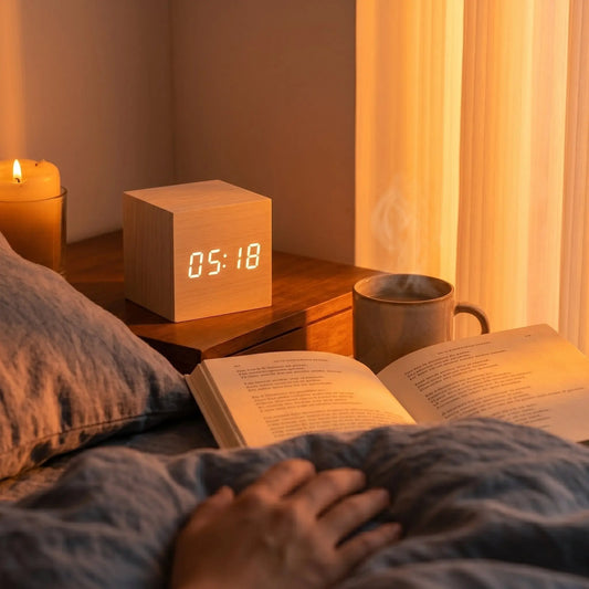 Réveil Cube en Bois