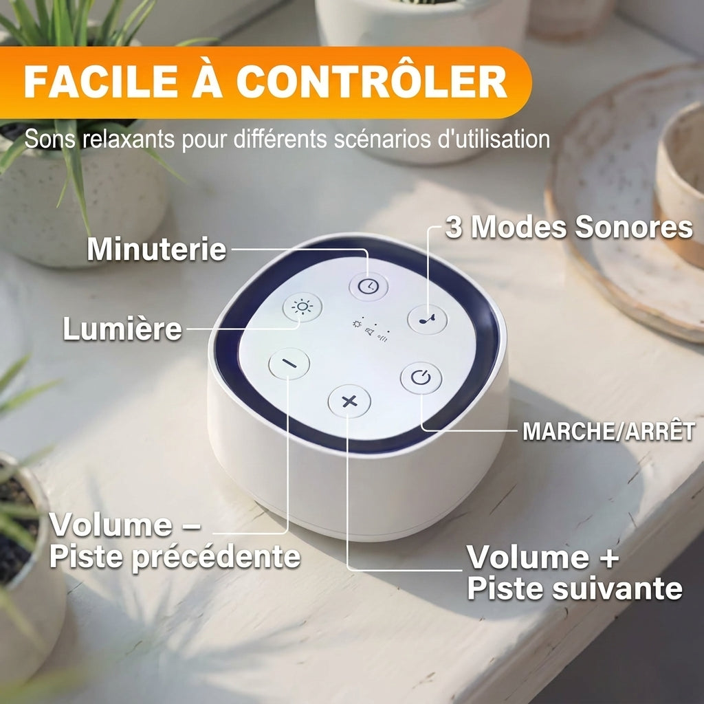 Générateur de Sons d'Ambiance Nomade pour Enfant – Boîtier Audio 24 Sons avec Veilleuse et Minuterie