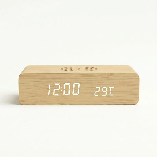 Réveil Chargeur Induction En Bois