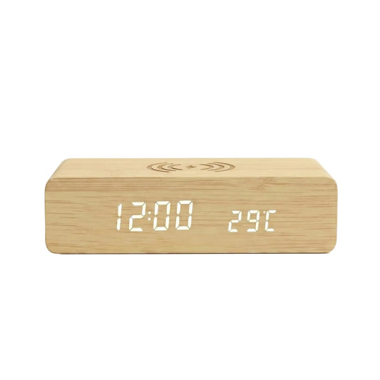 Réveil Chargeur Induction En Bois