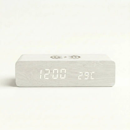 Réveil Chargeur Induction En Bois