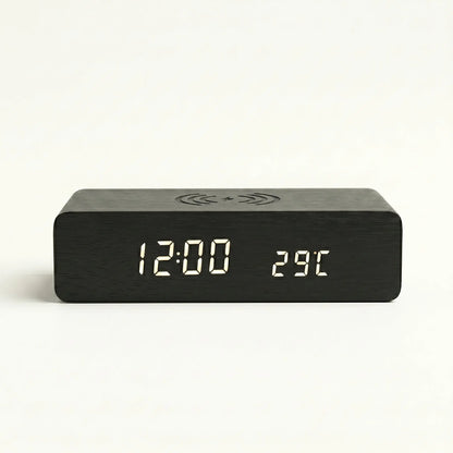Réveil Chargeur Induction En Bois