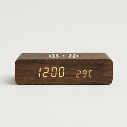Réveil Chargeur Induction En Bois