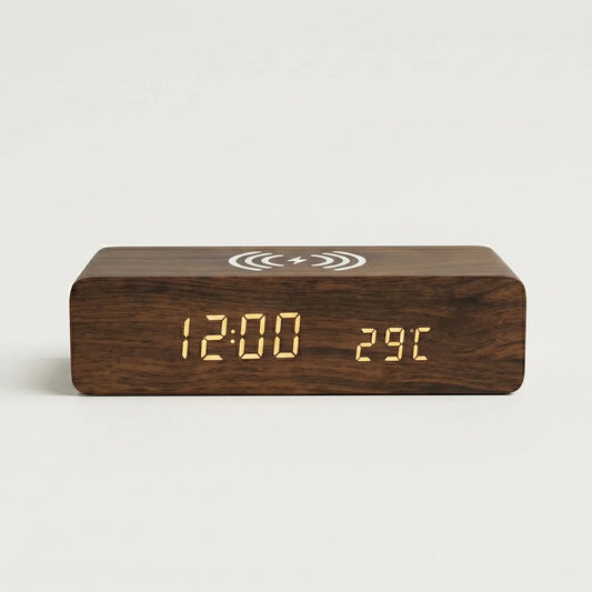 Réveil Chargeur Induction En Bois