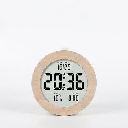 Réveil Digital en Bois Massif – Horloge de Table Multifonction avec Température & Date