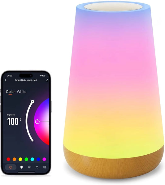 Lampe de Table Connectée Smart WiFi – Luminaire d'Ambiance LED RGB Tactile et Vocal