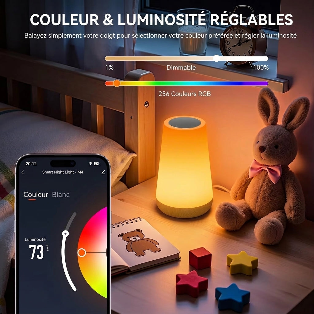 Lampe de Table Connectée Smart WiFi – Luminaire d'Ambiance LED RGB Tactile et Vocal