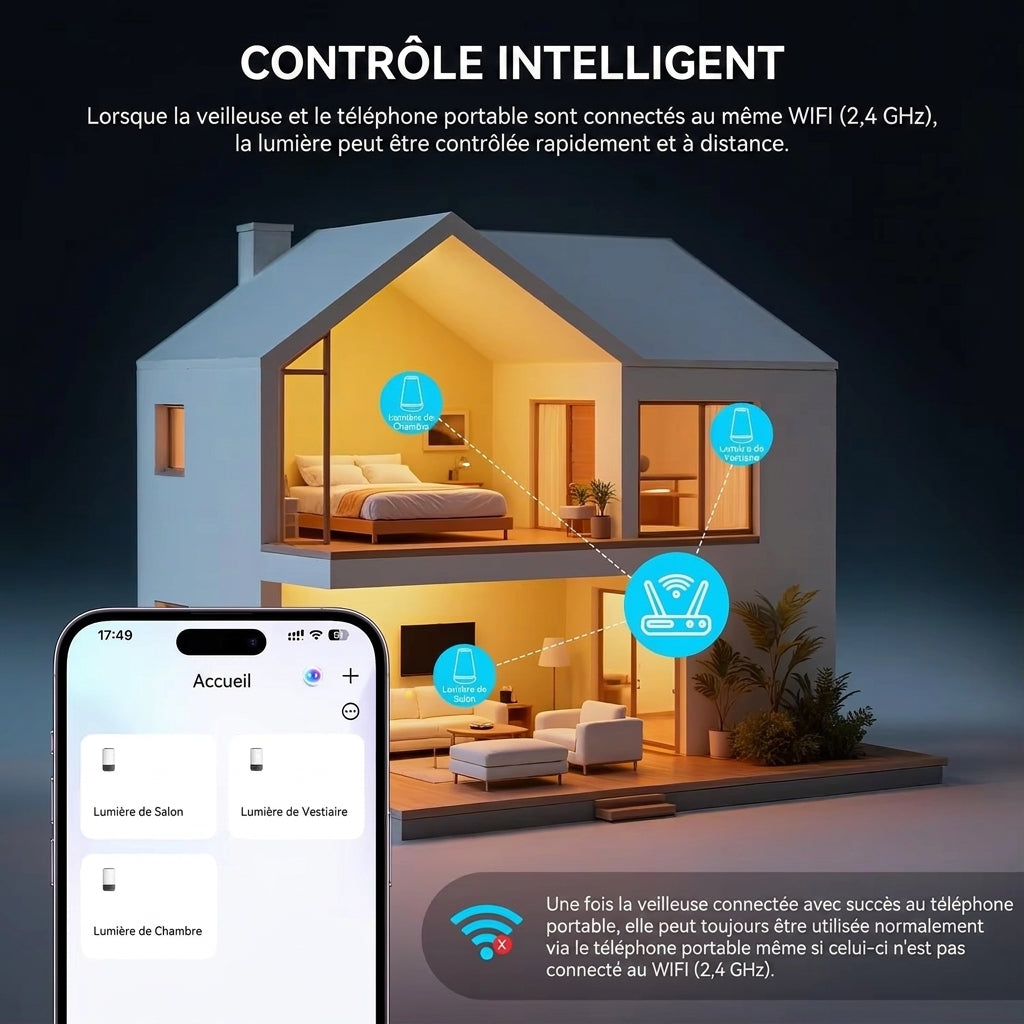 Lampe de Table Connectée Smart WiFi – Luminaire d'Ambiance LED RGB Tactile et Vocal