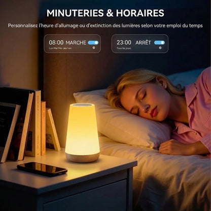 Lampe de Table Connectée Smart WiFi – Luminaire d'Ambiance LED RGB Tactile et Vocal