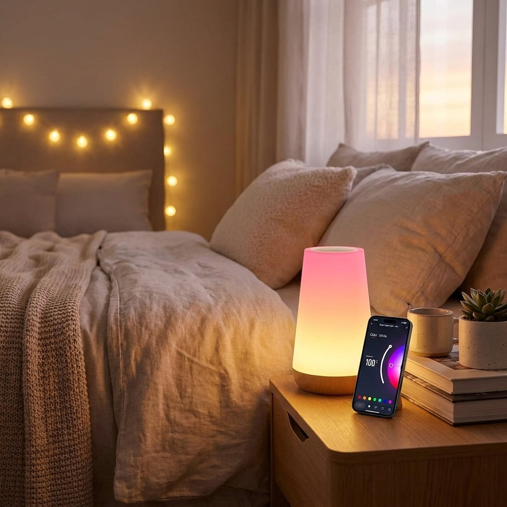 Lampe de Table Connectée Smart WiFi – Luminaire d'Ambiance LED RGB Tactile et Vocal