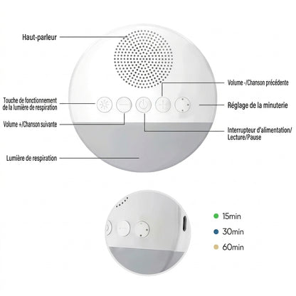 Générateur de Sons d'Ambiance Nomade – Diffuseur Sonore LED à Minutage Intelligent