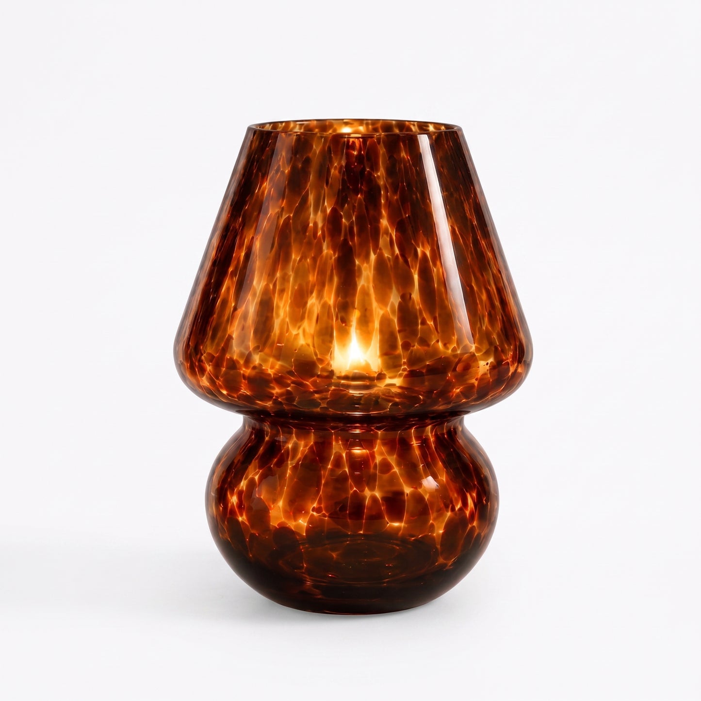 Lampe Champignon en Verre Ambré Vintage – Luminaire d'Ambiance Rayé