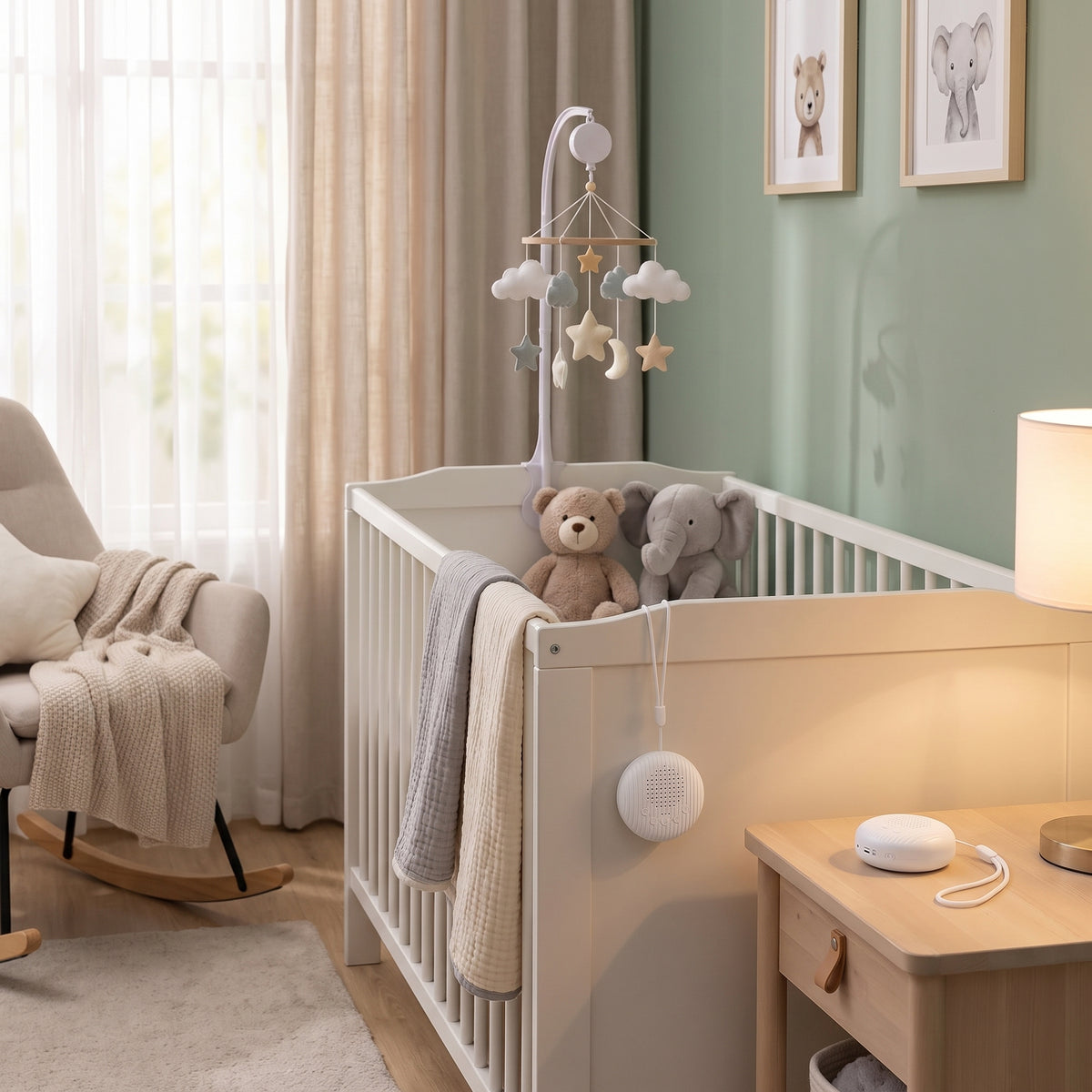 Générateur de Sons d'Ambiance Nomade pour Bébé – Boîtier Audio Compact Rechargeable USB