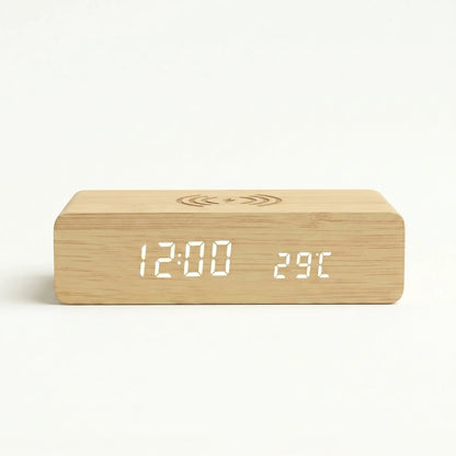 Réveil Chargeur Induction En Bois